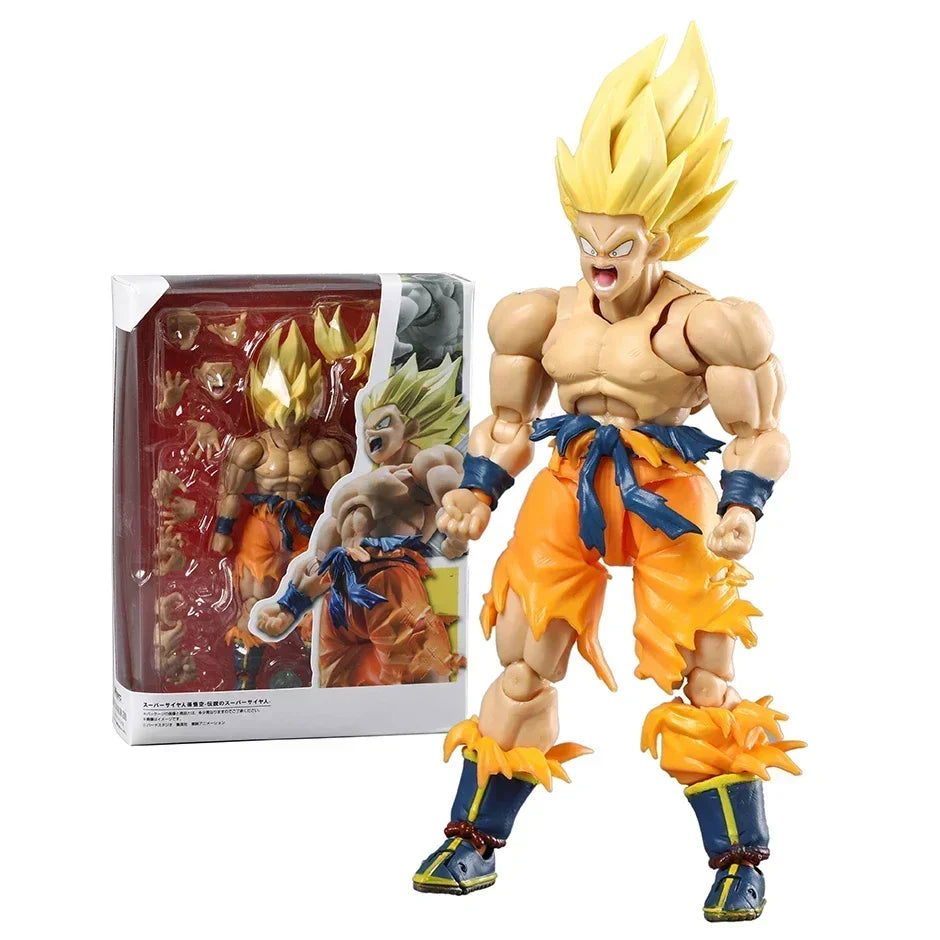 Super Saiyan Goku Posable Action Figure, Anime Dragon Ball Z Figurines PVC Articulated Collectible 16.5 cm