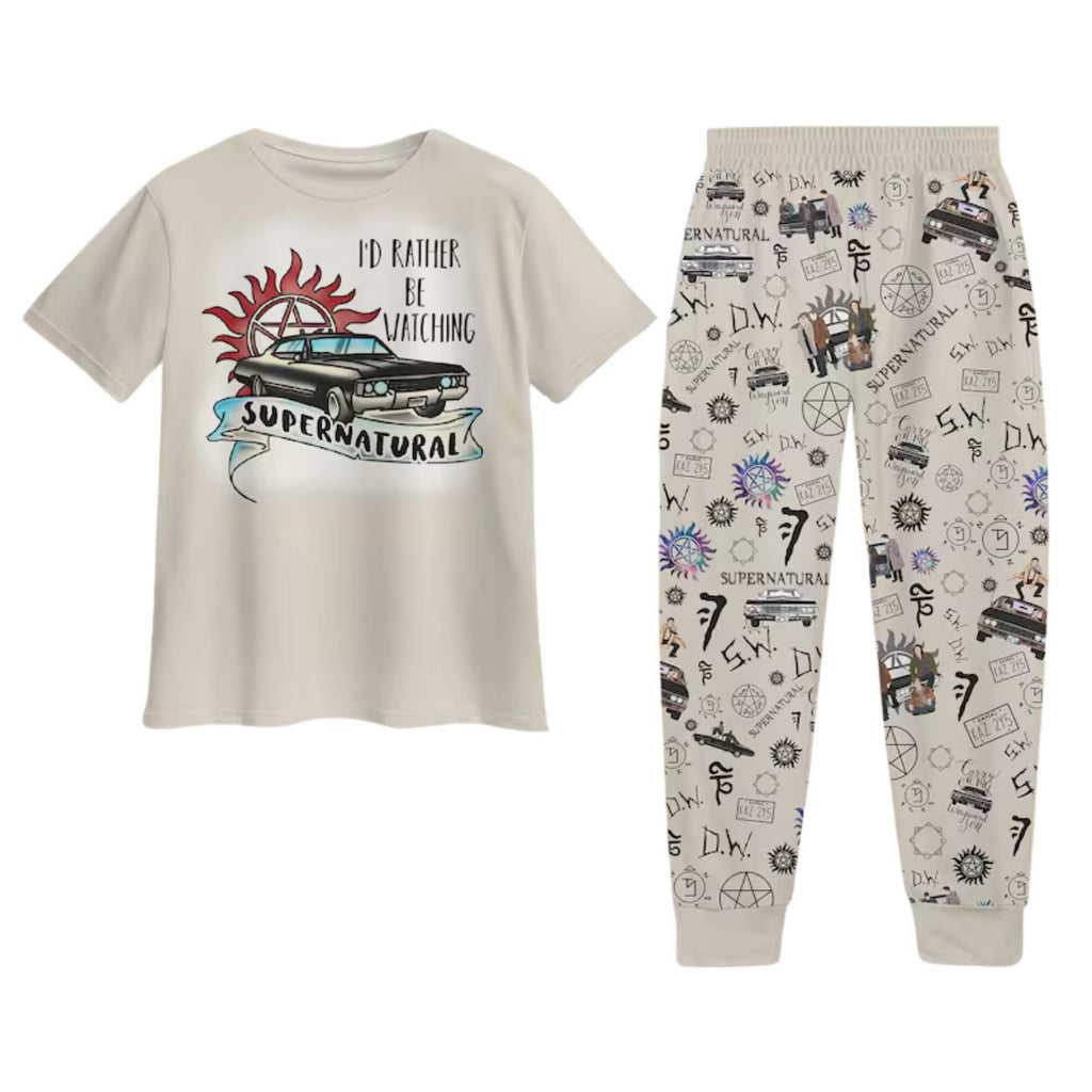 Supernatural Pajamas Set, Winchester Brothers Pajamas for Women & Men, Matching Family PJs, Halloween & Valentine's Gift