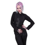 STAINED TRIBAL - Slant Zip Women Biker Jacket Black