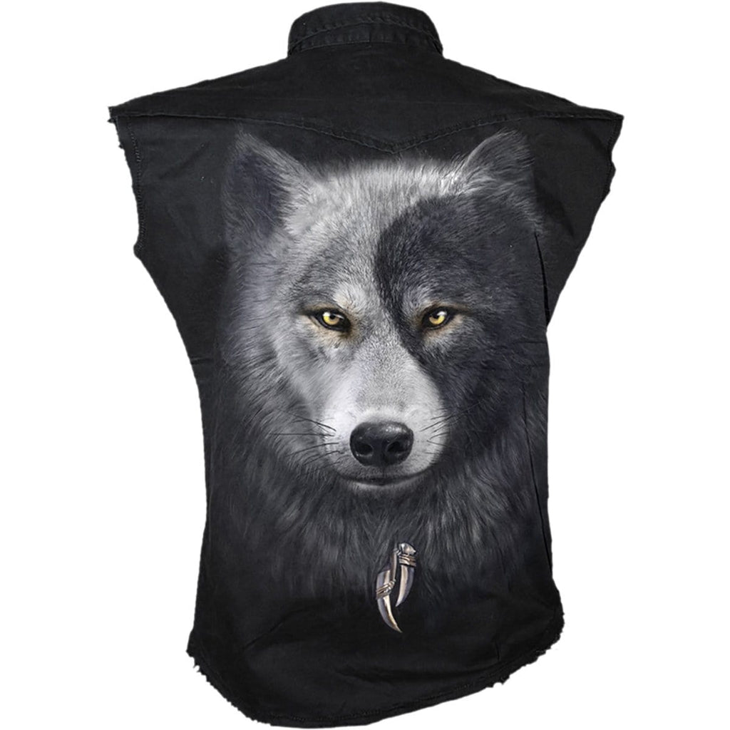 WOLF CHI - Sleeveless Stone Washed Worker Black