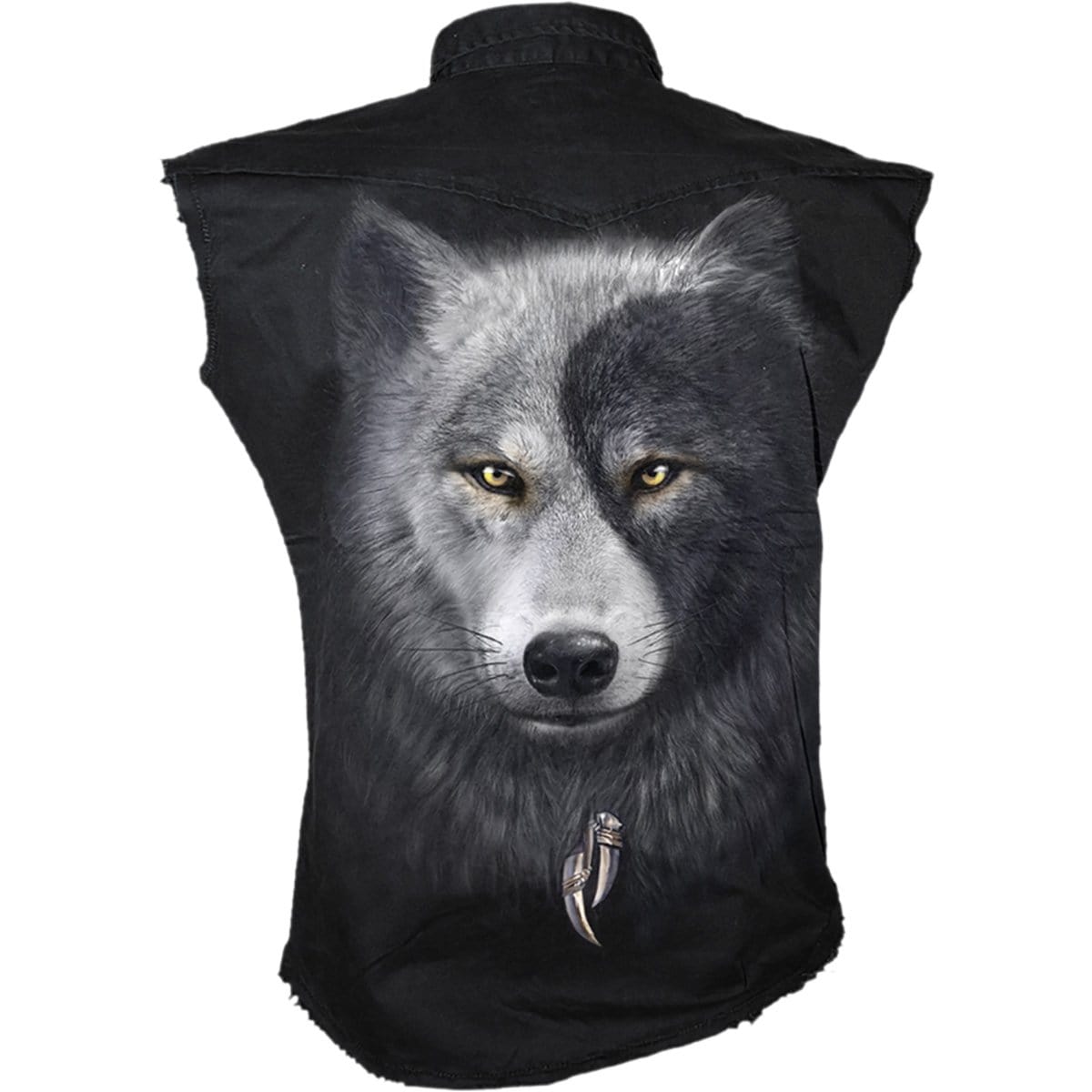 WOLF CHI - Sleeveless Stone Washed Worker Black