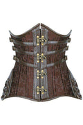 Top Drawer CURVY Brown Steampunk Steel Double Boned Under Bust Corset - Small