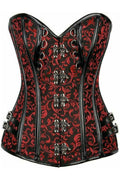 Top Drawer Brocade & Faux Leather Steel Boned Corset