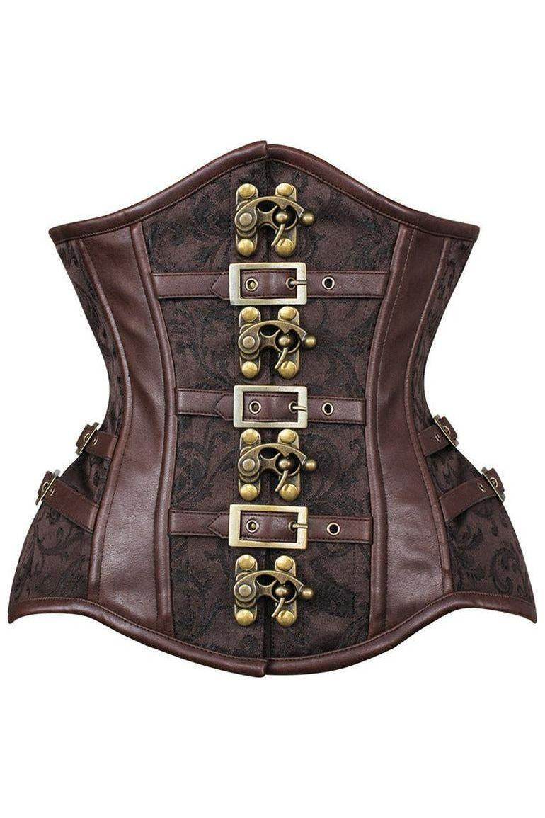 Top Drawer Brown Brocade Steampunk Steel Boned Underbust Corset - Small