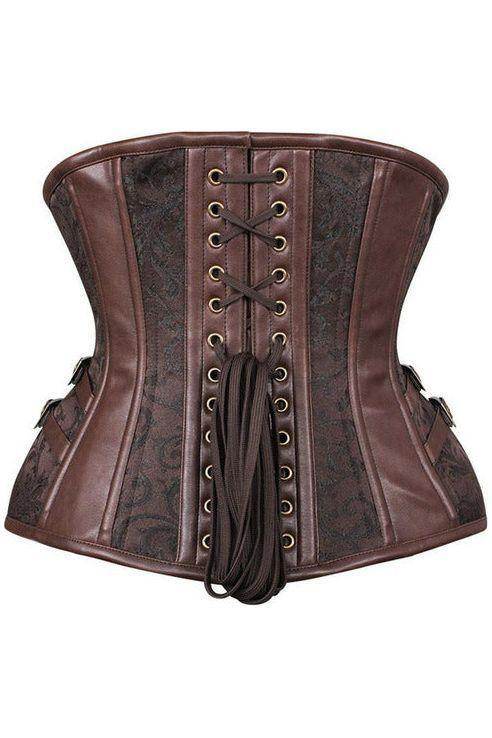 Top Drawer Brown Brocade Steampunk Steel Boned Underbust Corset - Small