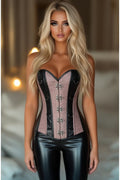 Top Drawer Gunmetal Brocade & Faux Leather Steel Boned Corset