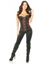 Top Drawer Brown Brocade & Faux Leather Steel Boned Corset