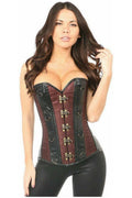 Top Drawer Brown Brocade & Faux Leather Steel Boned Corset