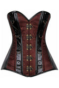 Top Drawer Brown Brocade & Faux Leather Steel Boned Corset