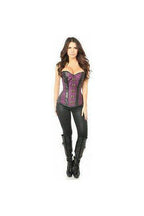 Top Drawer Plum Brocade & Faux Leather Steel Boned Corset