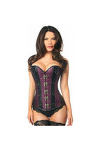 Top Drawer Plum Brocade & Faux Leather Steel Boned Corset