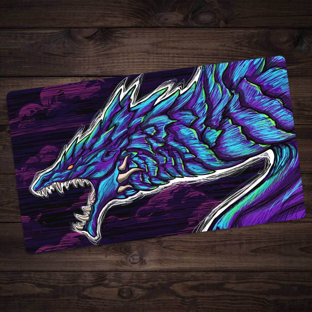 Blacklight Dragon Playmat - Standard Playmat / Cyan / Plain