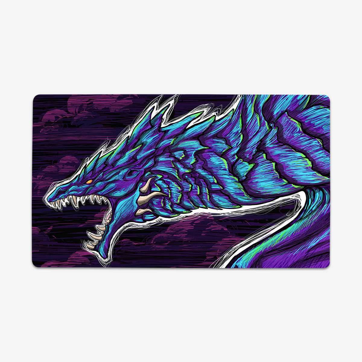 Blacklight Dragon Playmat - Standard Playmat / Cyan / Plain