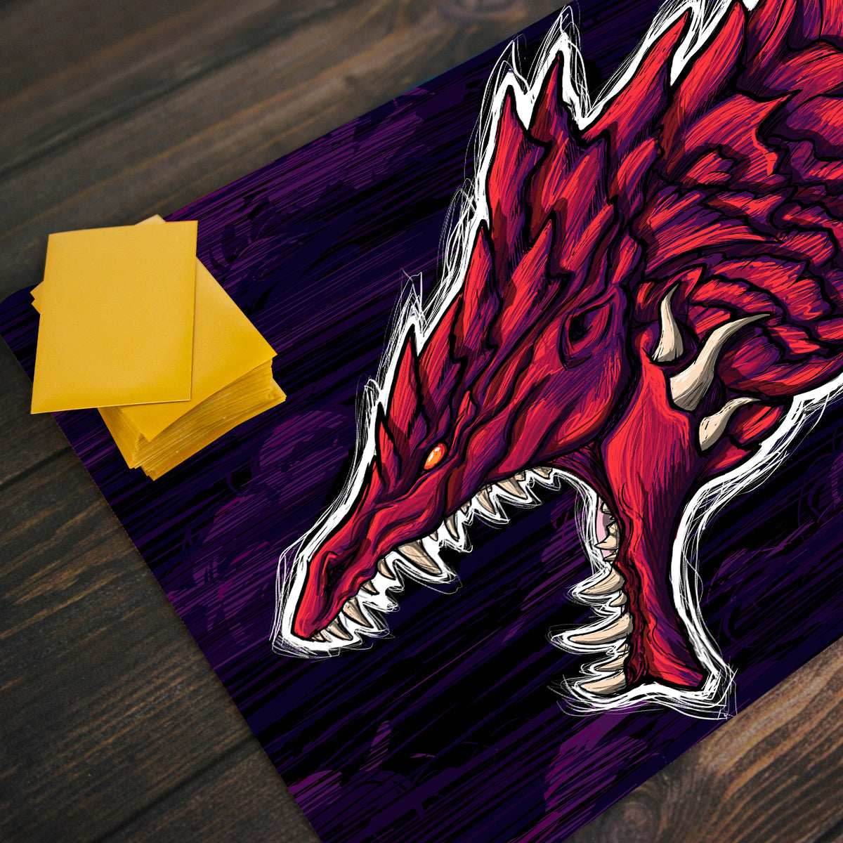 Blacklight Dragon Playmat - Standard Playmat / Cyan / Plain