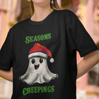 Holiday Christmas Spirit Ghost Black Tee Shirt