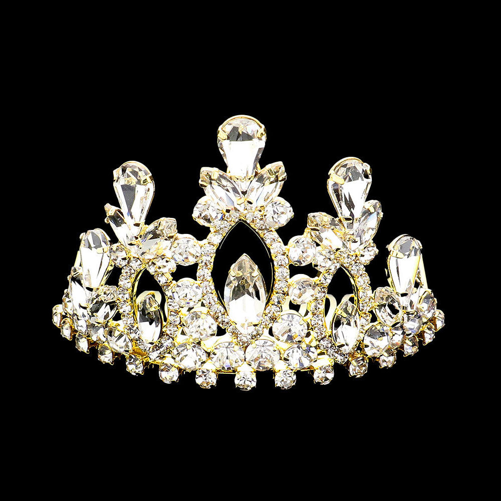 Marquise Teardrop Stone Cluster Embellished Princess Mini Tiara