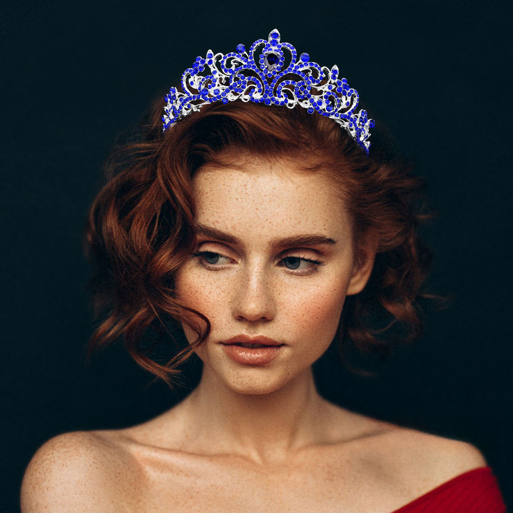 Teardrop Stone Pointed Rhienstone Paved Princess Tiara