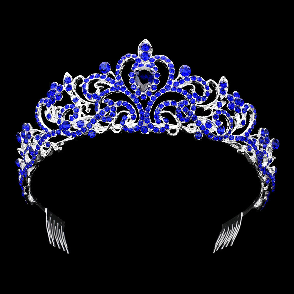Teardrop Stone Pointed Rhienstone Paved Princess Tiara