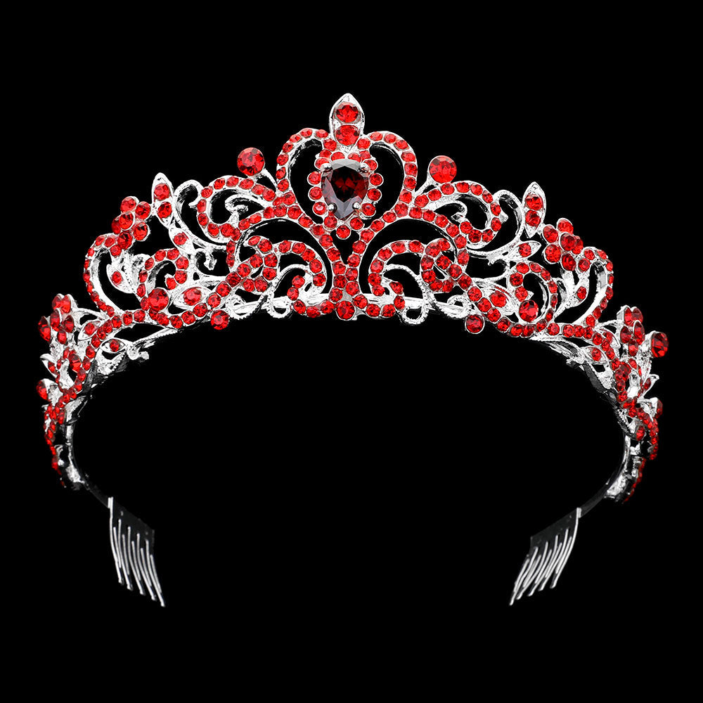 Teardrop Stone Pointed Rhienstone Paved Princess Tiara