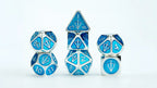 Tales of the Valiant Metal Dice Set: Silver w/ Light Blue Enamel