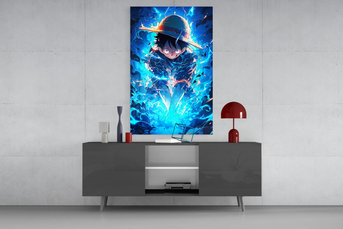 Luffy Blue Lightning Glass Wall Art || Designer Collection