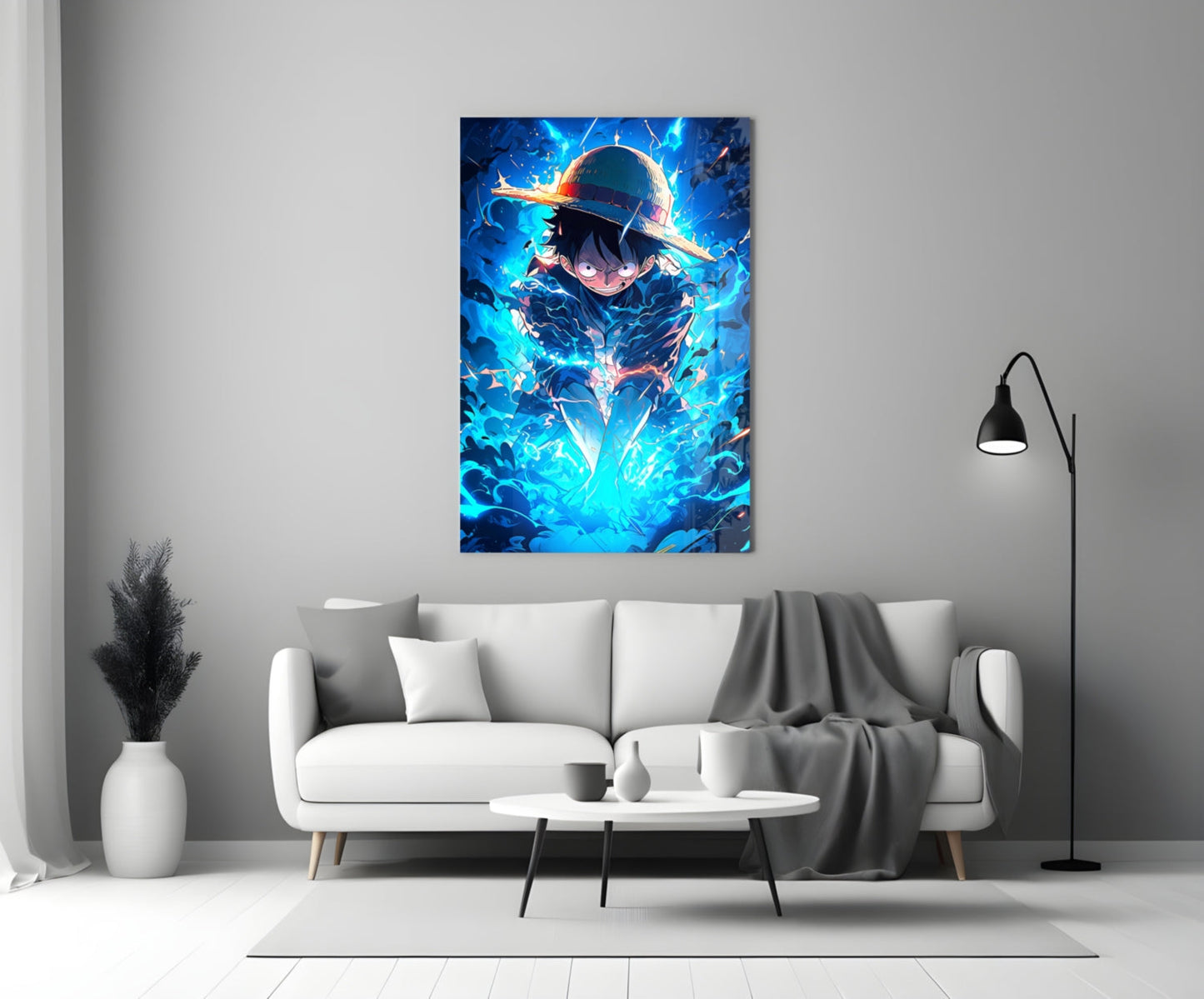 Luffy Blue Lightning Glass Wall Art || Designer Collection