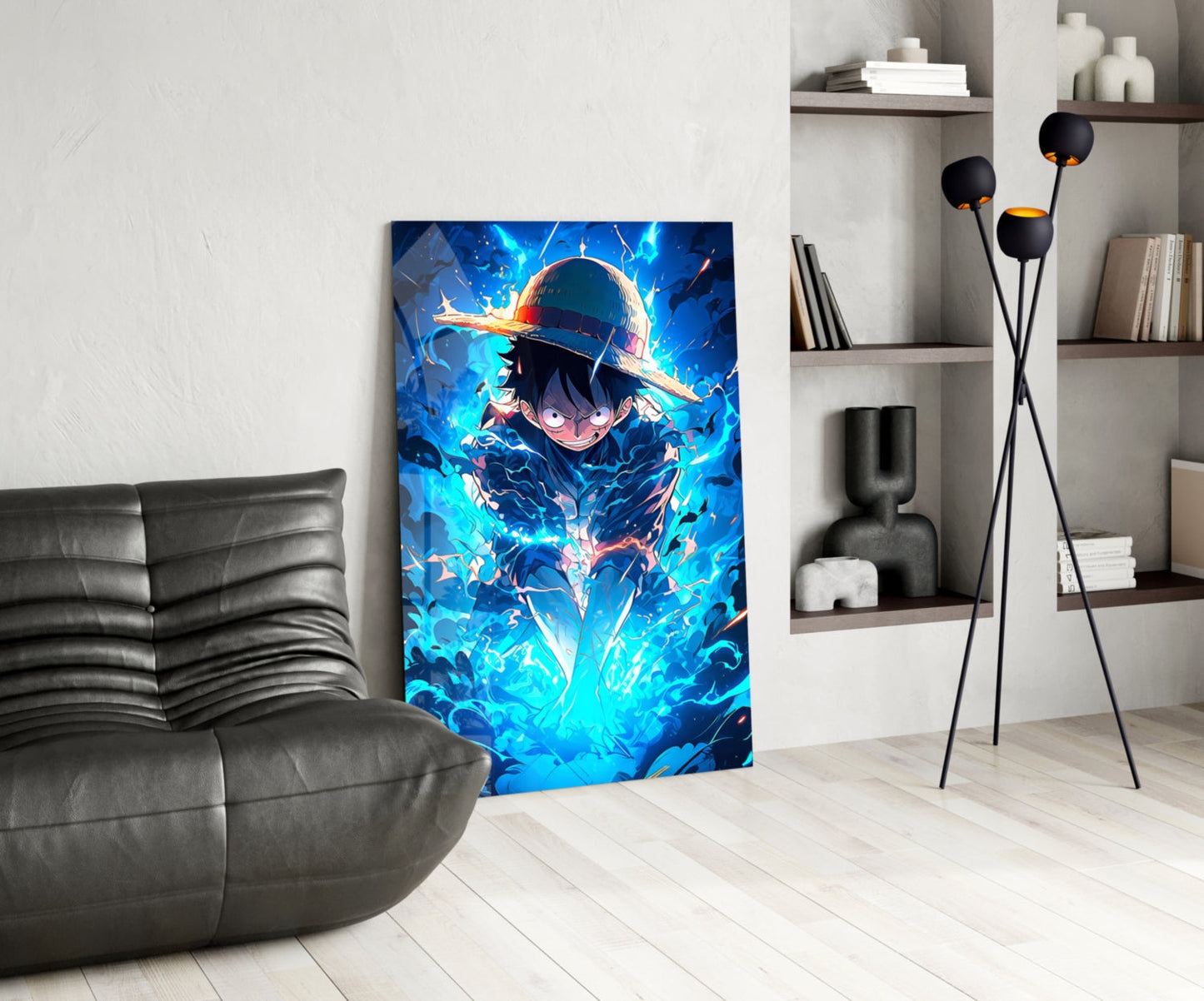 Luffy Blue Lightning Glass Wall Art || Designer Collection