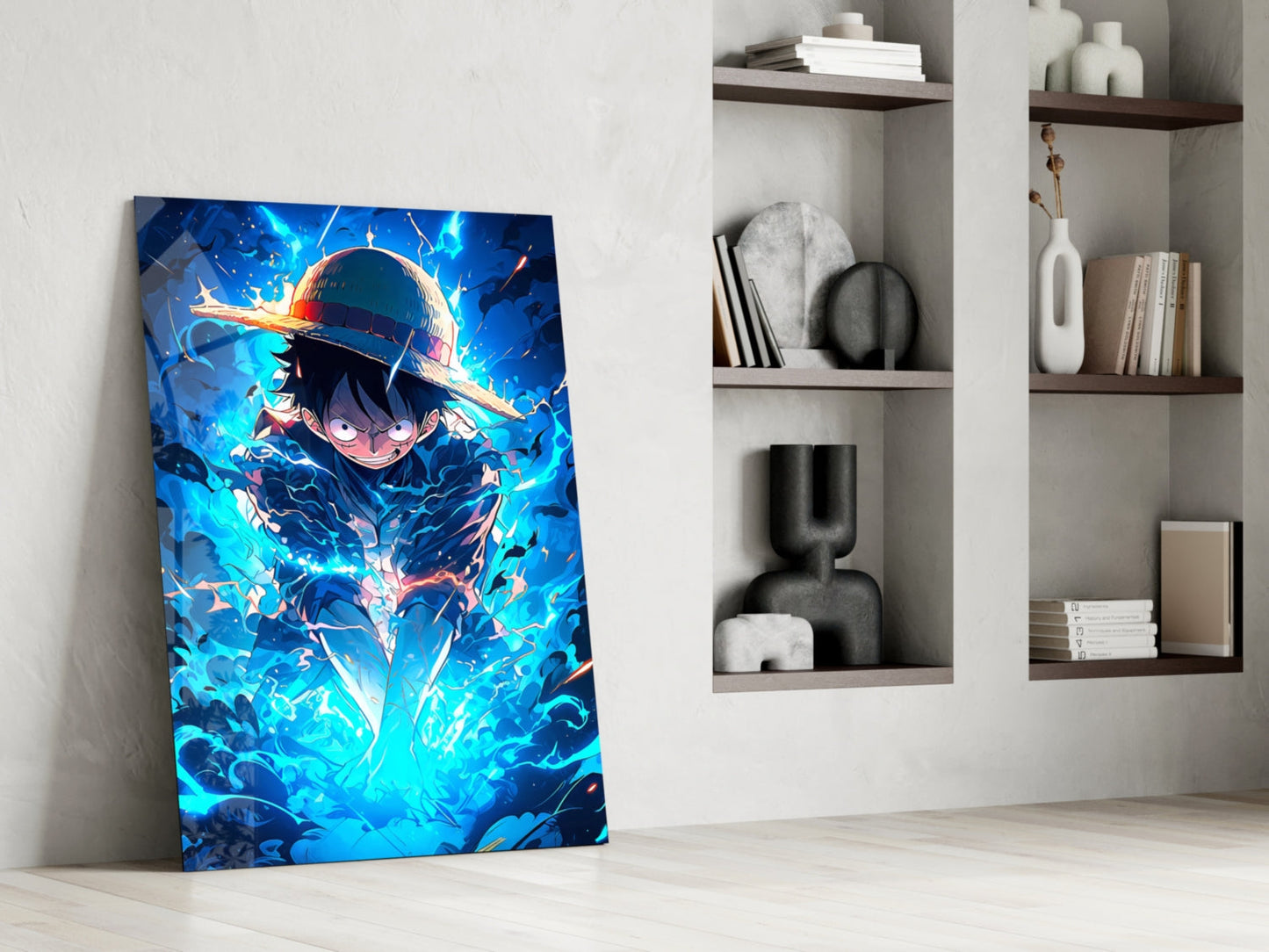 Luffy Blue Lightning Glass Wall Art || Designer Collection