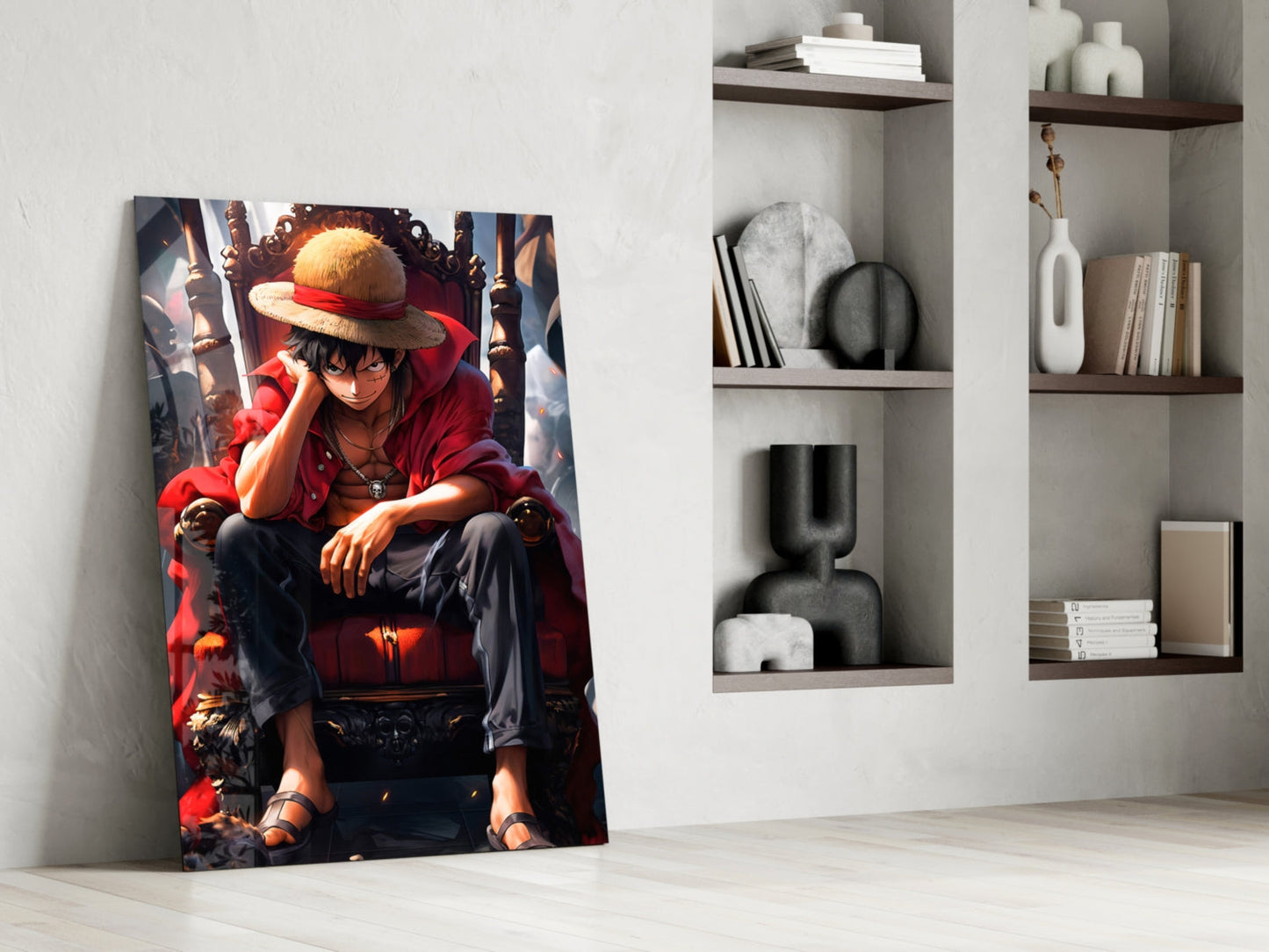 Luffy on the throne Glass Wall Art || Designer Collection