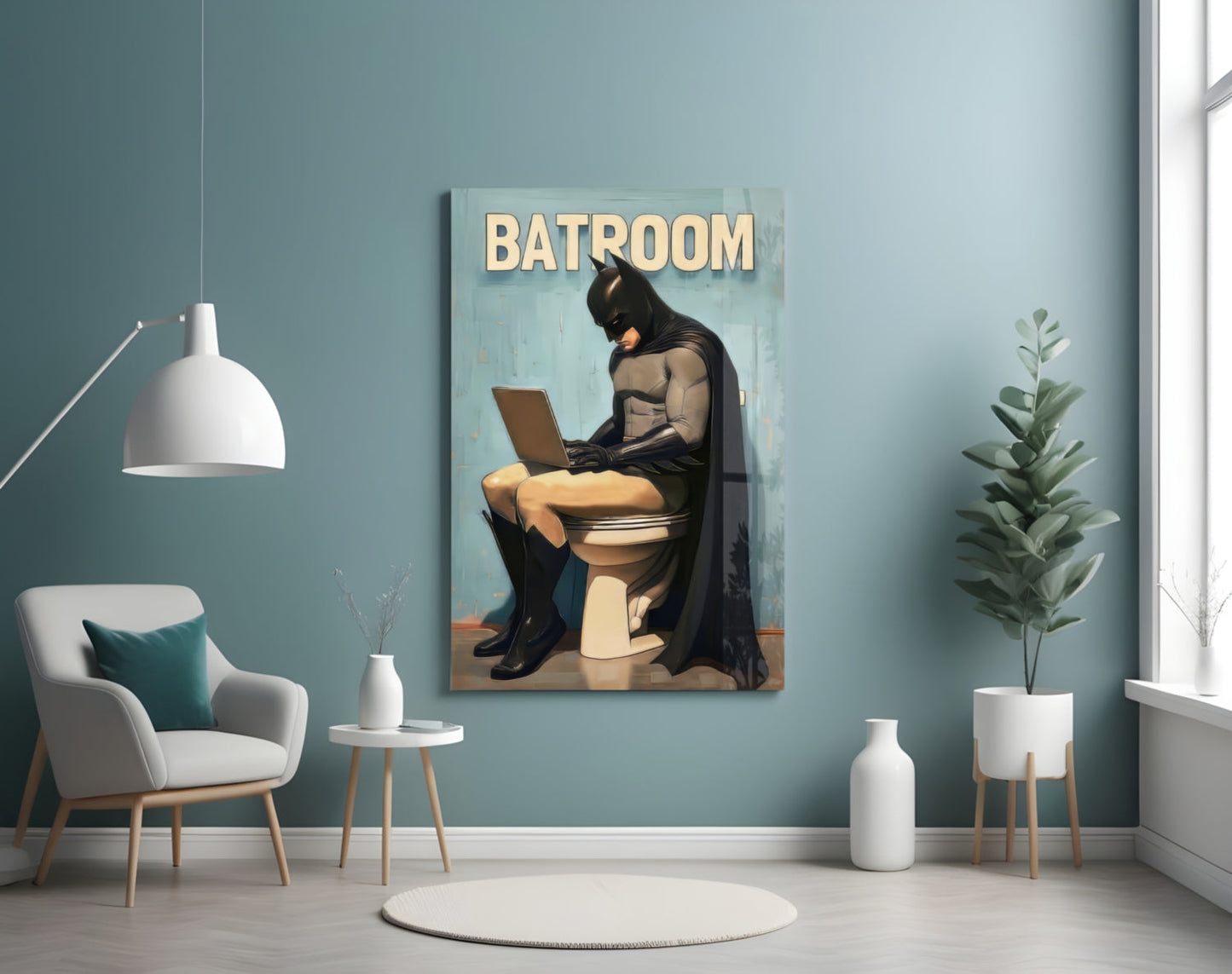 Batroom Glass Wall Art || Designer Collection