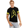 Star Trek Emblem Striped Sleeves T-Shirt Black - S