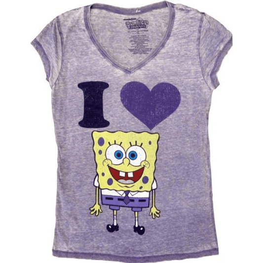 Spongebob SquarePants I Love Heart Spongebob V-Neck T-shirt - S