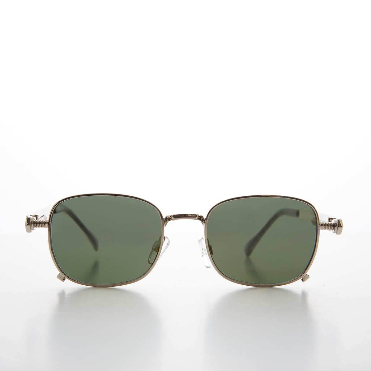 Tailored Steampunk Sunglass with Industrial Temples - Tyga 2 - Silver/Gray Lens