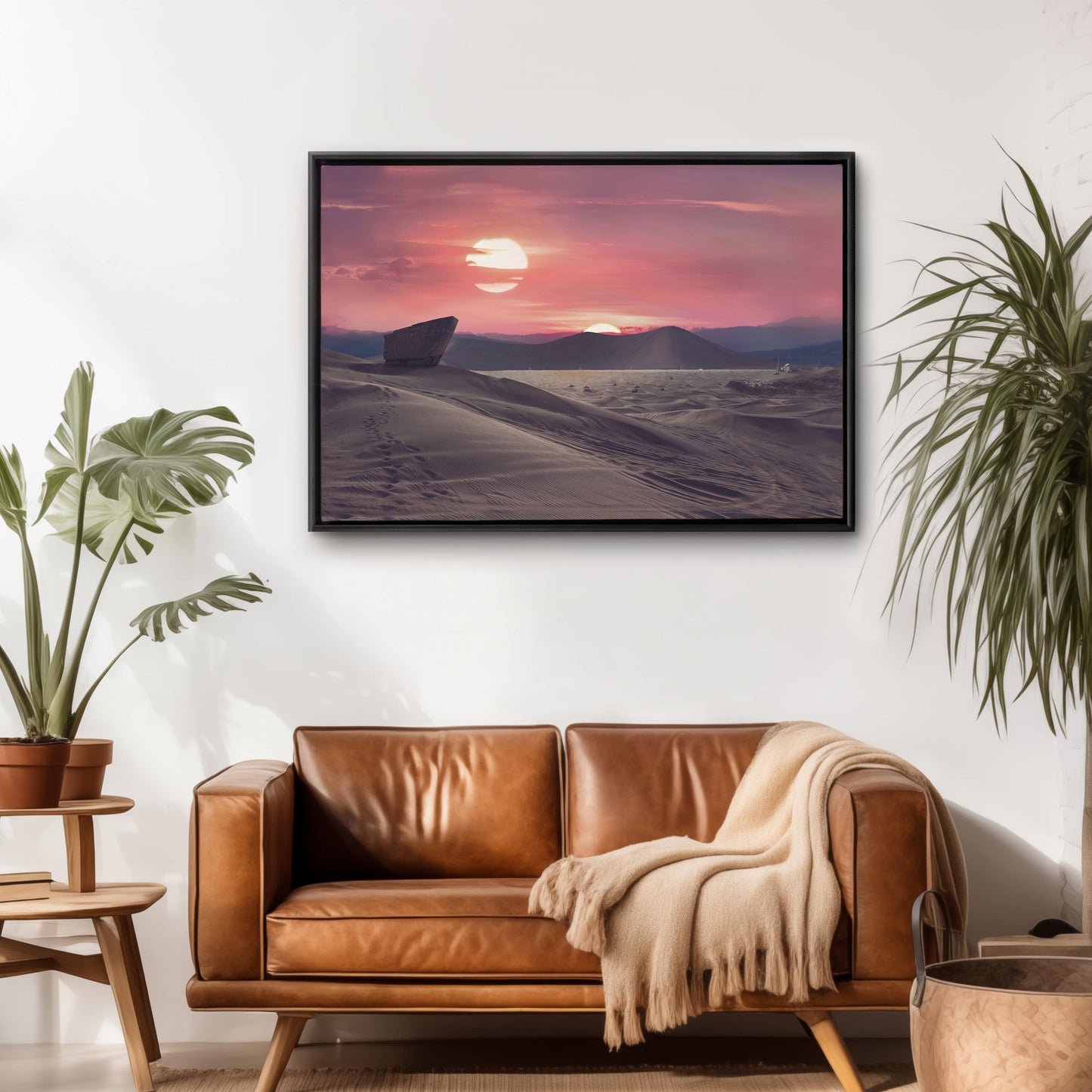 Tatooine Binary Sunrise Star Wars Framed Canvas Art