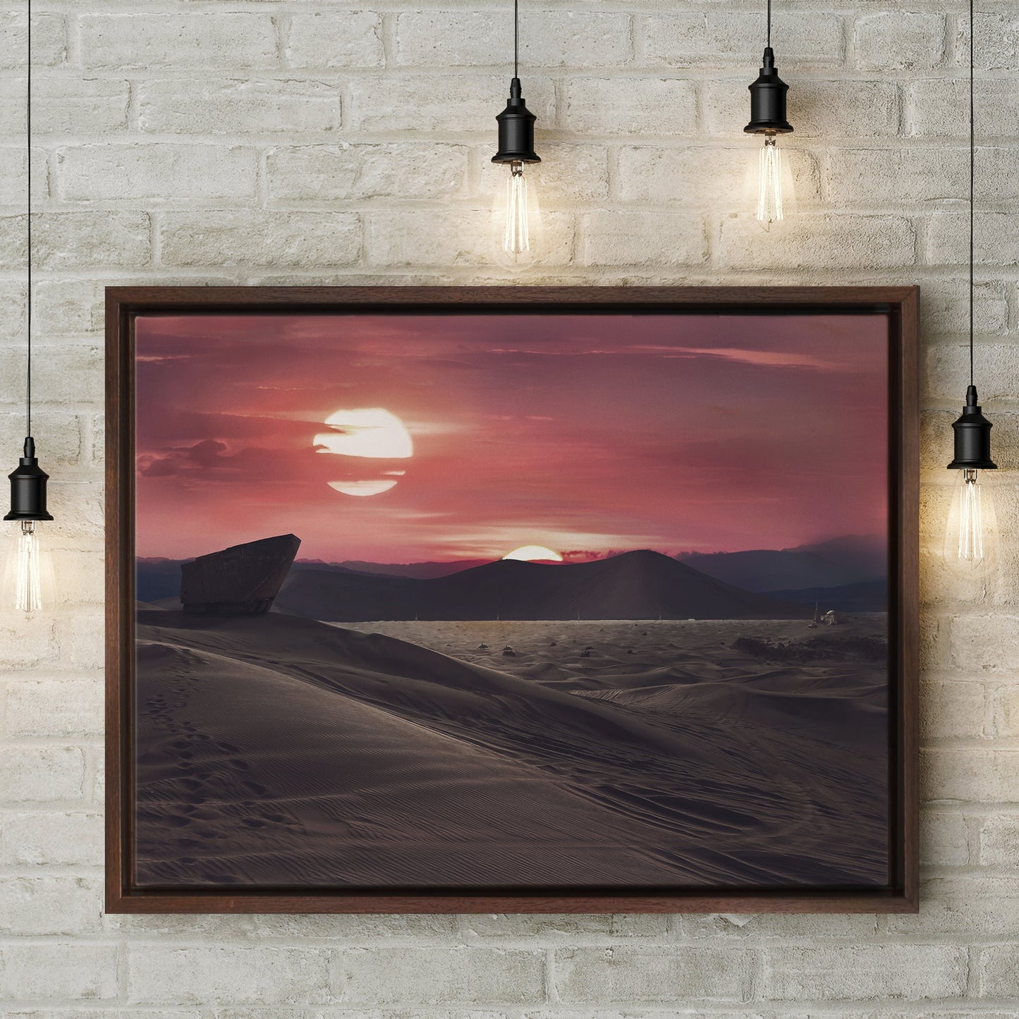 Tatooine Binary Sunrise Star Wars Framed Canvas Art