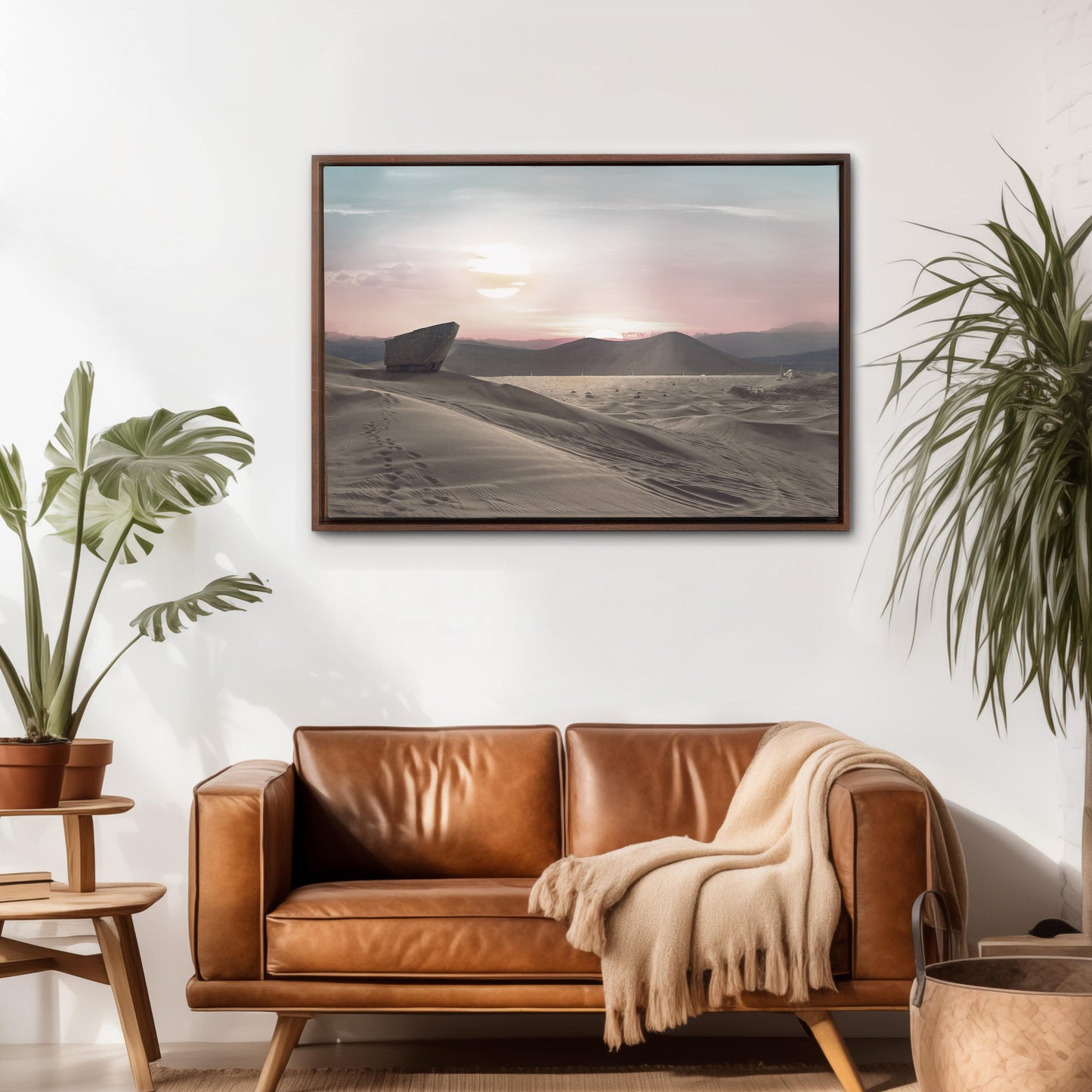 Tatooine Binary Sunset Star Wars Framed Canvas Art