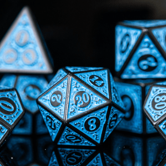 Temple Ruins Blue Acrylic Dice Set - 