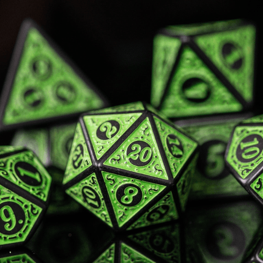 Temple Ruins Green Acrylic Dice Set - 