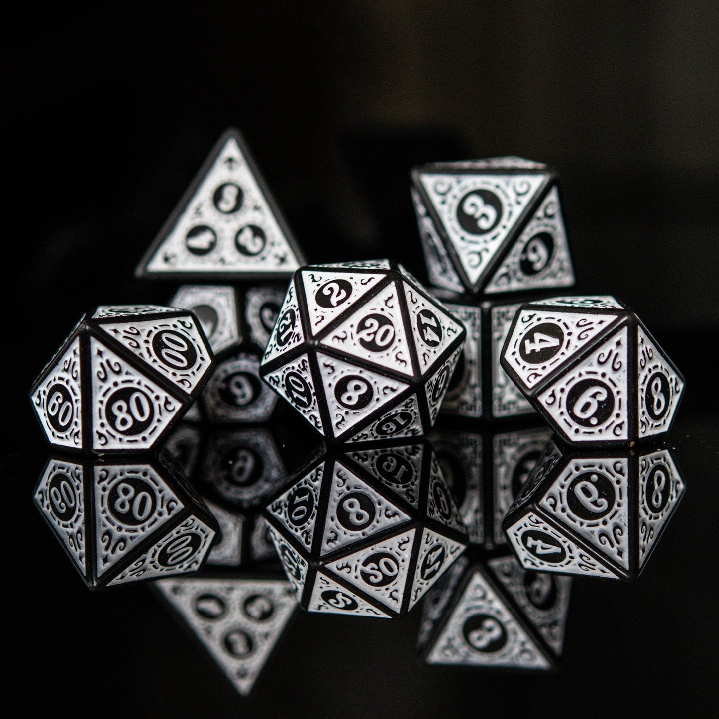 Temple Ruins White Acrylic Dice Set - 