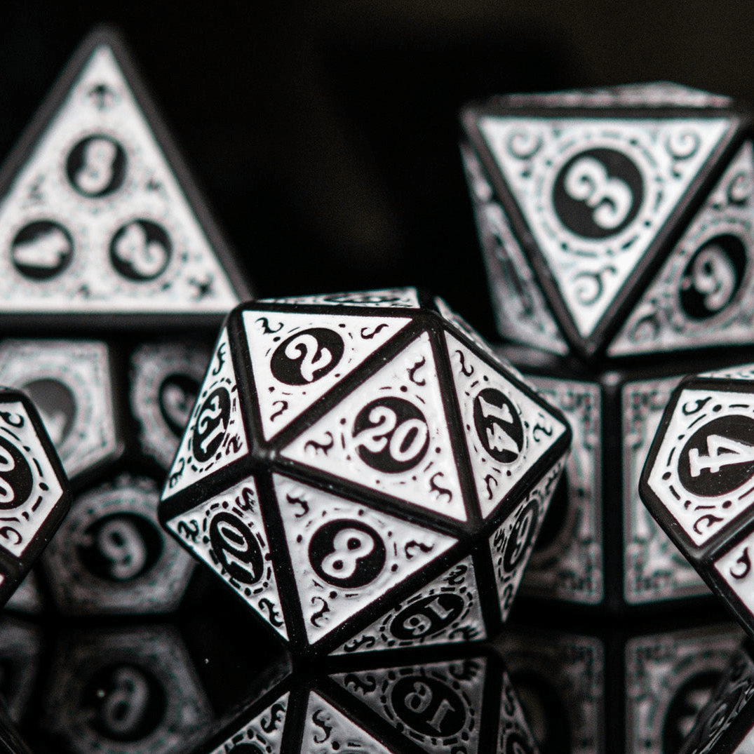 Temple Ruins White Acrylic Dice Set - 