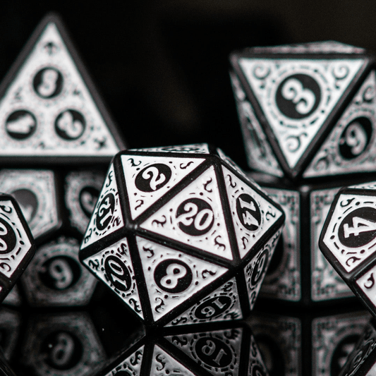 Temple Ruins White Acrylic Dice Set - 