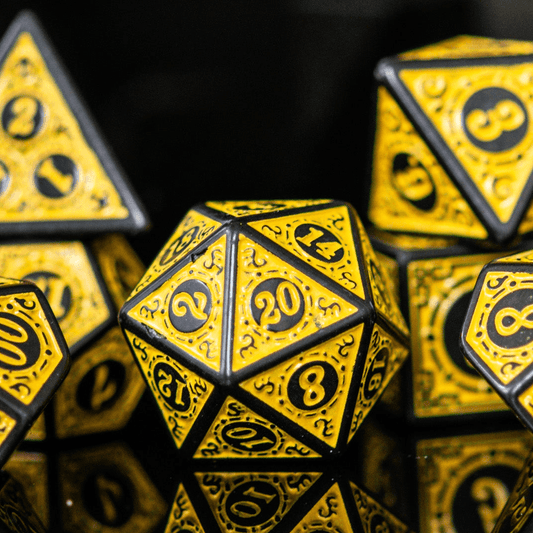 Temple Ruins Yellow Acrylic Dice Set - 