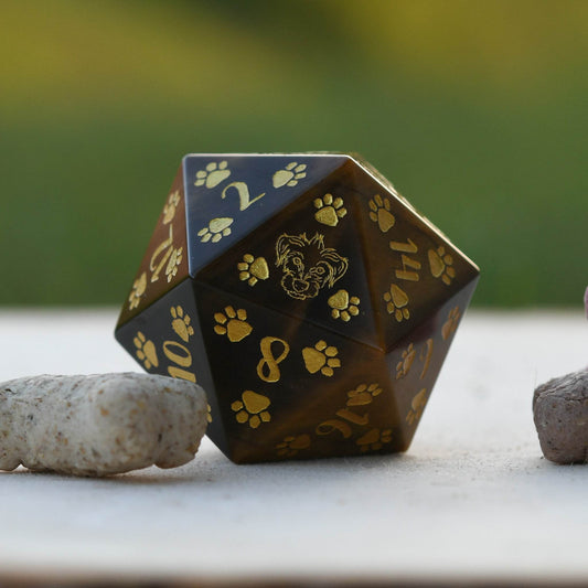 Terrier Puppy Paws Tigers Eye 30mm D20 - 