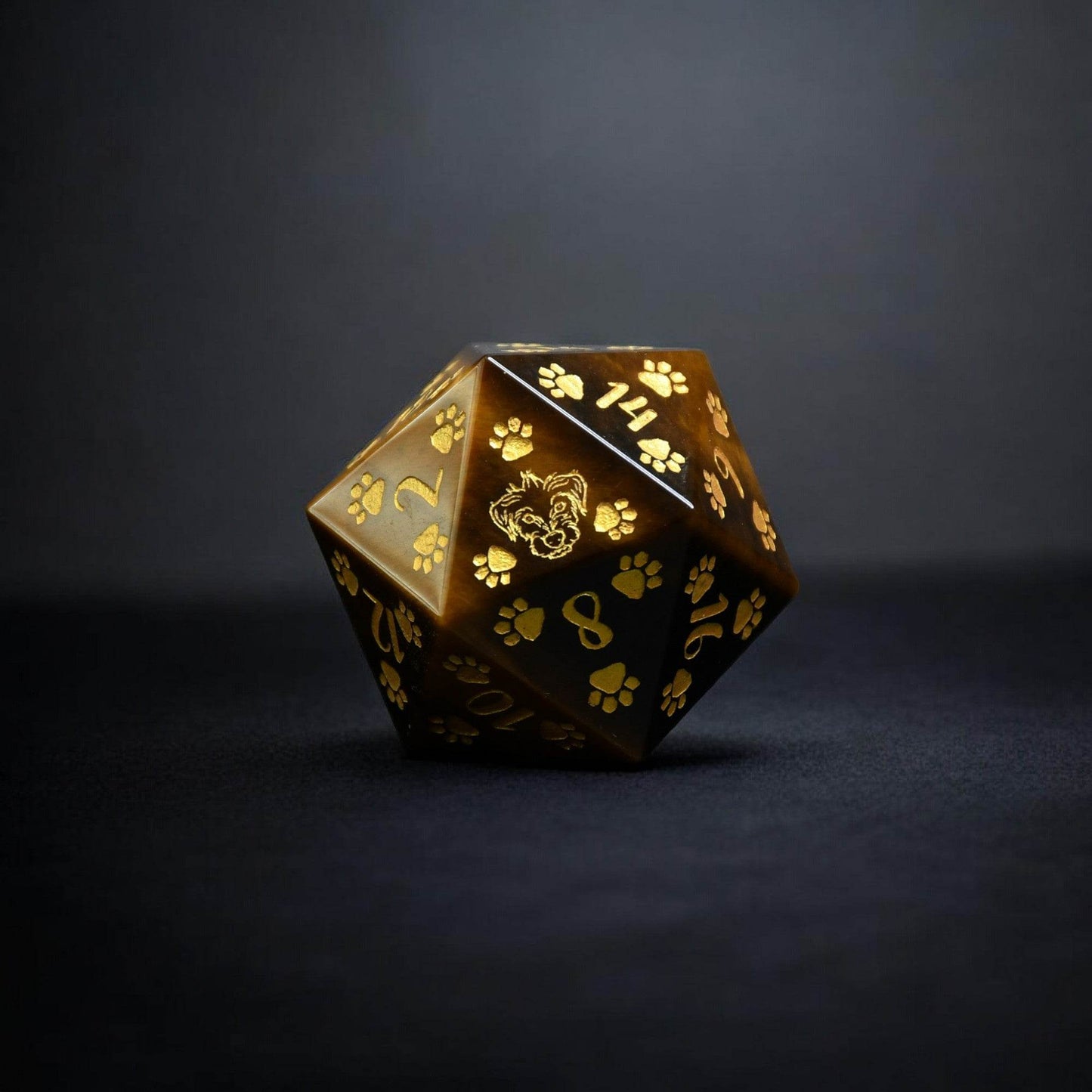 Terrier Puppy Paws Tigers Eye 30mm D20 - 