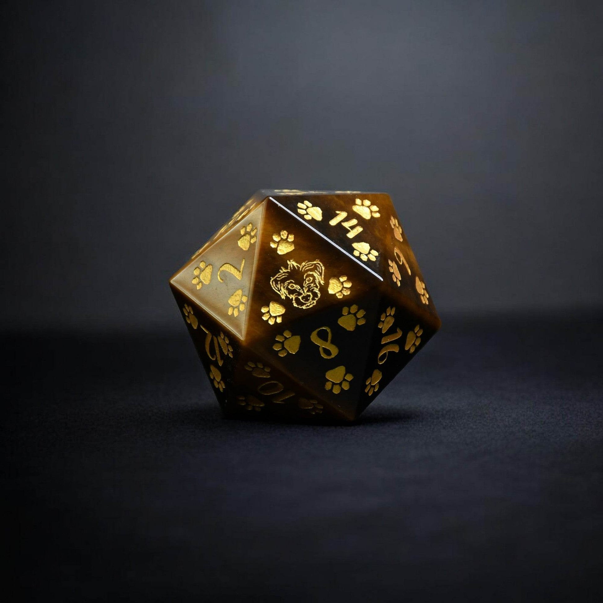 Terrier Puppy Paws Tigers Eye 30mm D20 - 