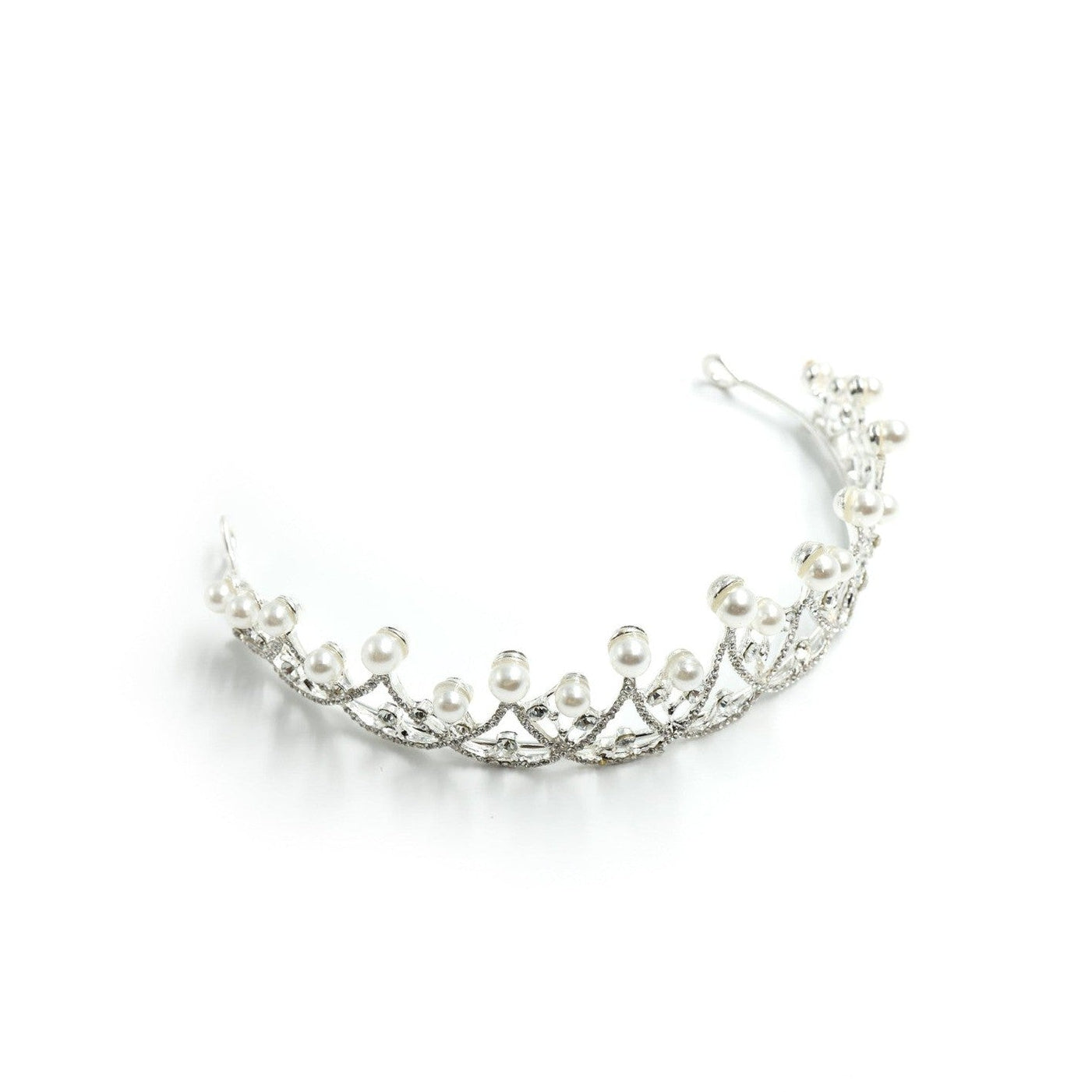 The Age of Pearls Crown Tiara in Silver | Royalty Crown Party or Bridal Hair Accessory
