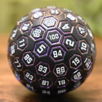 The Orb D100 -  Purple, White, and Black Metal Die