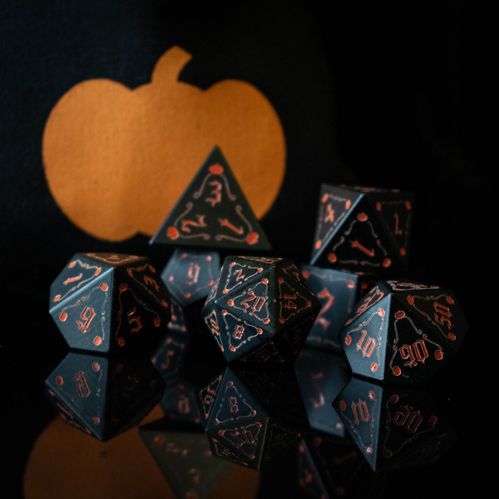 The Pumpkin Aluminum Metal Dice Set - 