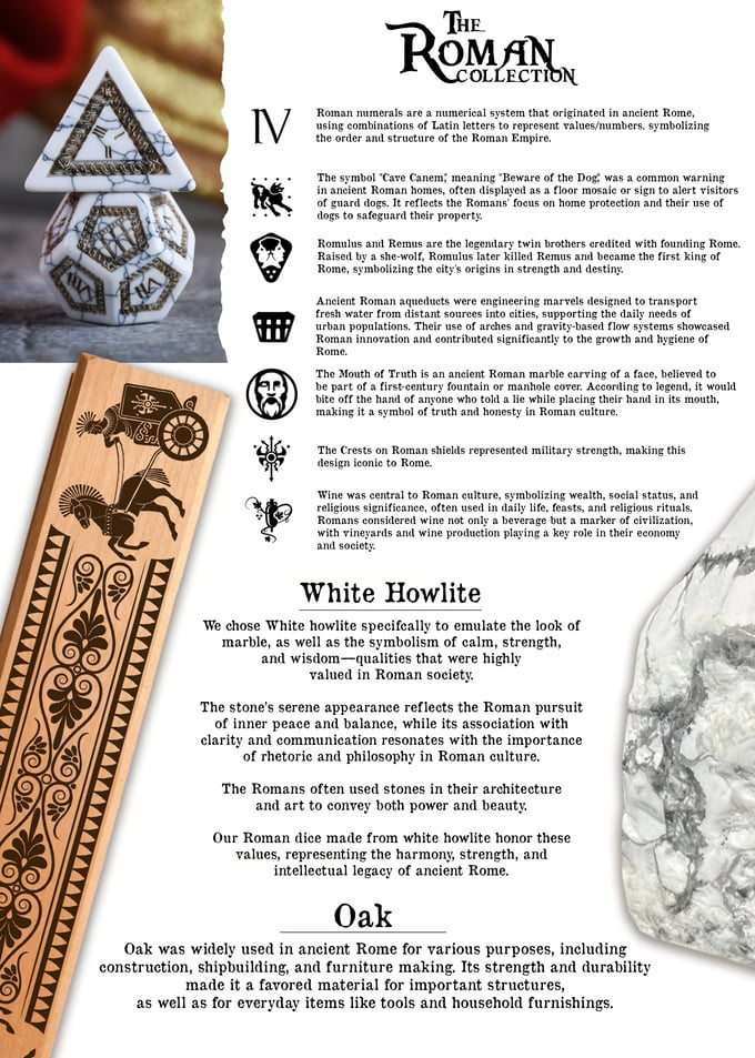 Roman White Howlite Stone Dice Set