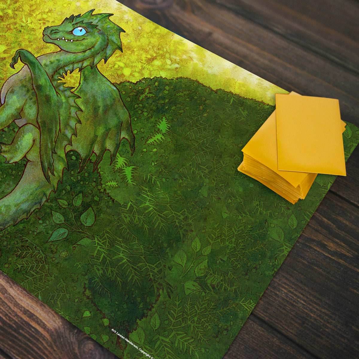 Green Wyrmling Dragon Playmat - Standard Playmat / Plain